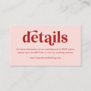 Red and Pink Wedding Website Enclosure Card