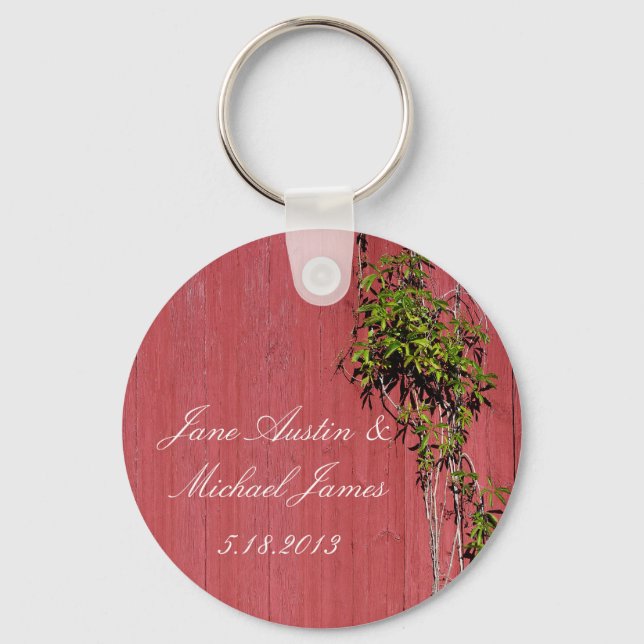 Red And Pink Wedding With Climbing Ivy Key Ring (Front)