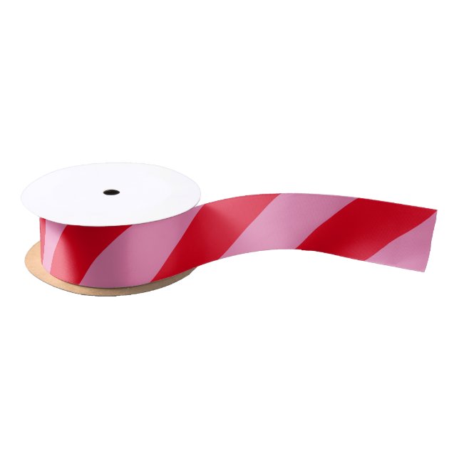 Red and Pink Wide Stripe Satin Ribbon (Spool)