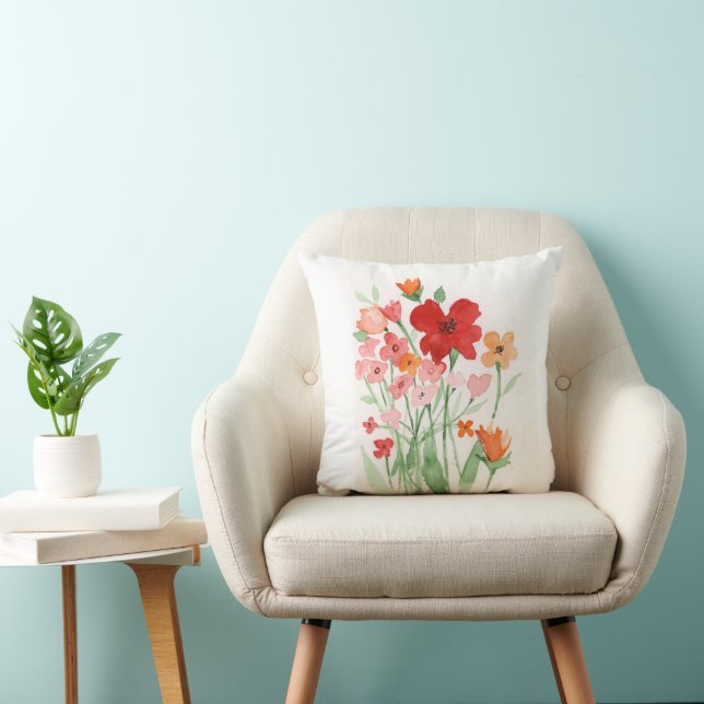 Red and Pink Wildflowers  Cushion (Chair)