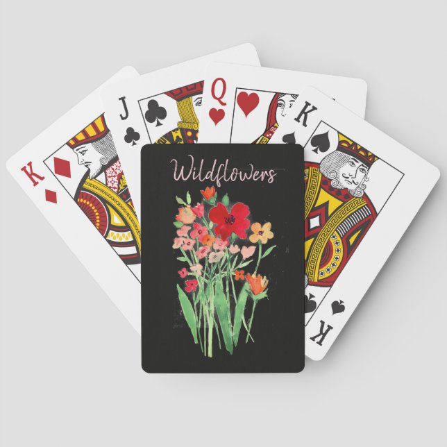 Red and Pink Wildflowers Text Playing Cards (Back)