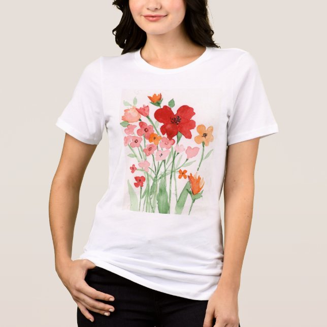 Red and Pink Wildflowers  Tri-Blend Shirt (Front)