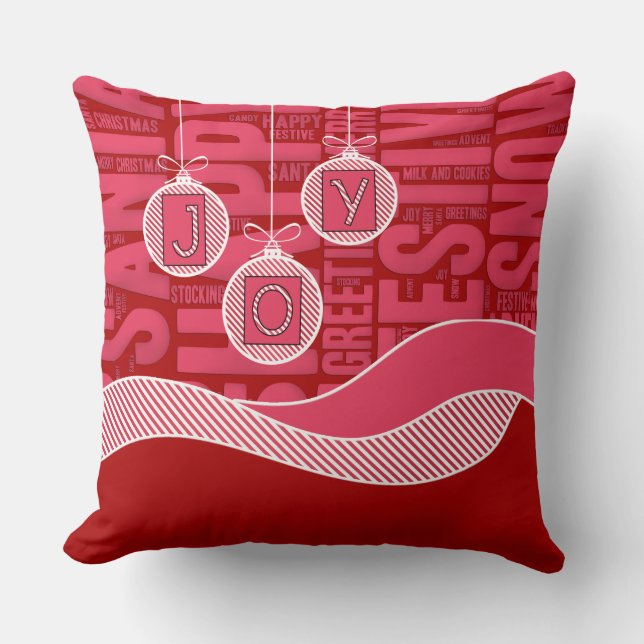 Red and Pink with Monogram and Joy Cushion (Front)
