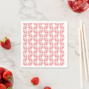 Red and pink wrapping paper featuring a repeating  napkin