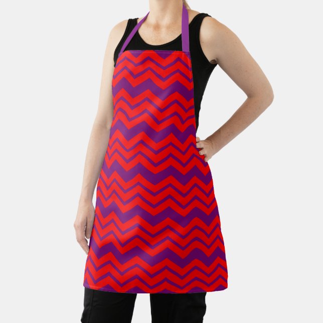 Red and Purple Chevron Pattern Design  Apron (Insitu)