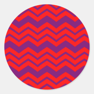 Red and Purple Chevron Pattern Design  Classic Round Sticker