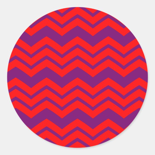 Red and Purple Chevron Pattern Design  Classic Round Sticker (Front)