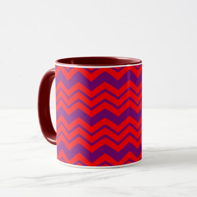 Red and Purple Chevron Pattern Design  Mug (Front Left)