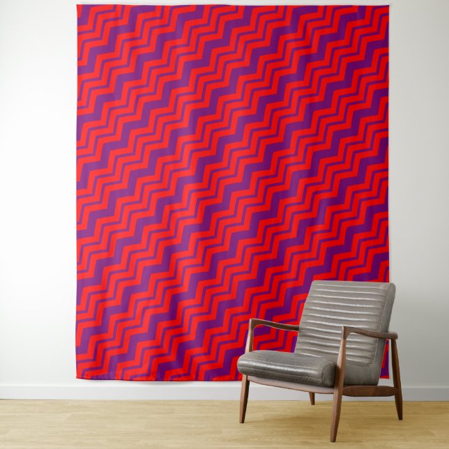 Red and Purple Chevron Pattern Design  Tapestry (In Situ)