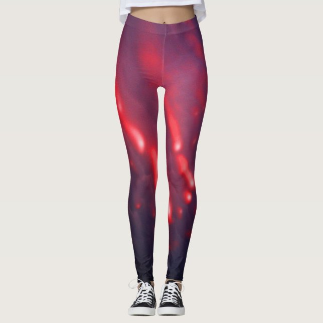 Red and Purple Cloud Abstraction Leggings (Front)
