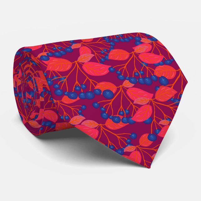 Red and purple fall berry  tie (Rolled)