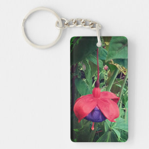 Red and purple flower key ring