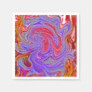 Red and Purple Groovy Abstract Retro Art Napkin