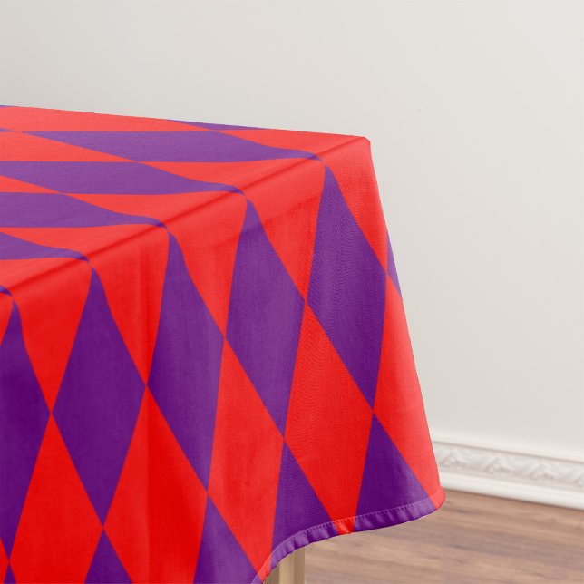 Red and Purple Harlequin Checkered Design  Tablecloth (Creator Uploaded)