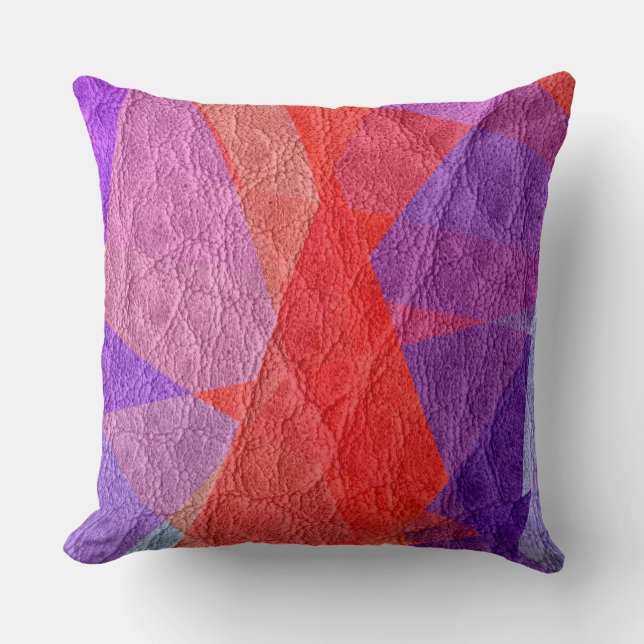 Red and Purple Leather Cushion (Front)