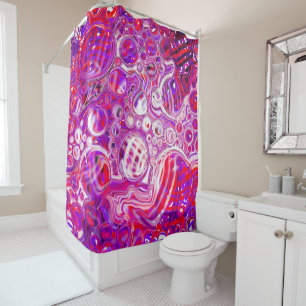Red and Purple Marble Fluid Art Shower Curtain
