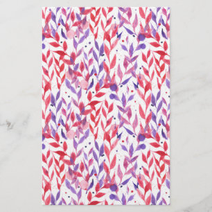 Red and Purple Palm Leaves Stationery