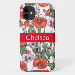 Red and Purple Poppies Pattern Personalised Case-Mate iPhone Case