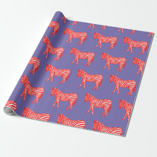Red and Purple Zebra Wrapping  Paper