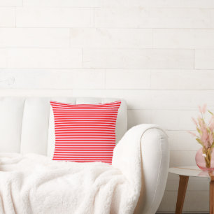 Red and Rose Quartz Vintage Thin Stripes Cushion