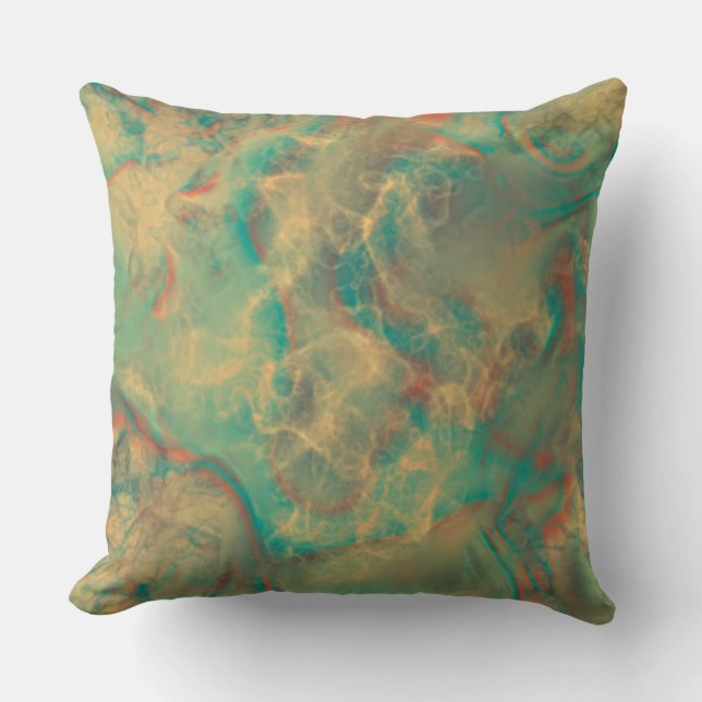 Red and Sea Green Marble abstract Cushion (Front)
