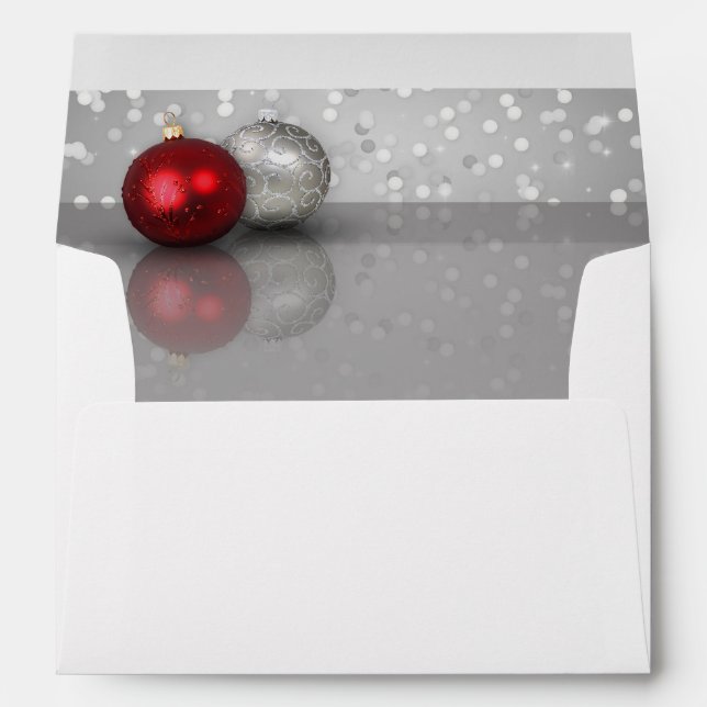 Red and Silver Christmas Elegant Ornaments Envelope (Back (Bottom))