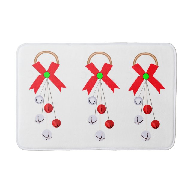 Red and Silver Christmas Ornaments Bath Mat (Front)