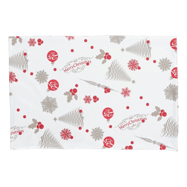 Red and Silver Christmas Single Pillowcase (Front)