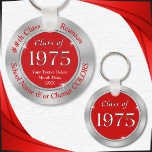 Red and Silver Class of 1975 Keychains Personalise