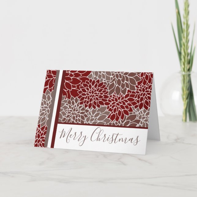 Red and silver dahlias  card (Front)