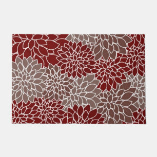 Red and silver dahlias  doormat
