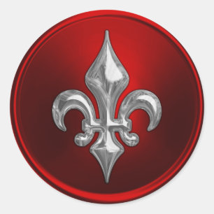 Red and Silver Fleur de Lis Envelope Seal