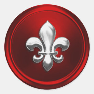 Red and Silver  Fleur de Lis Envelope Seal