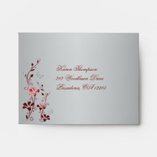Red and Silver Floral A2 Envelope for RSVP Card