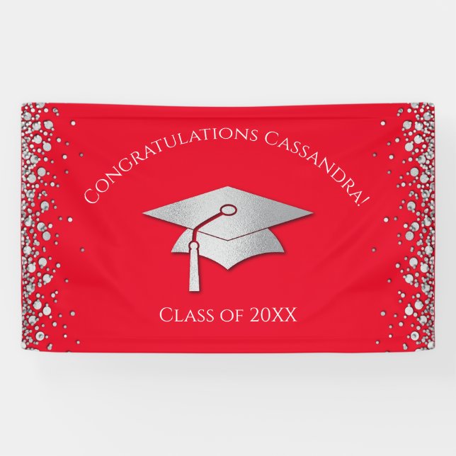 Red and Silver Graduation Banner (Horizontal)