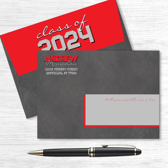Red and Silver Graduation Chalkboard Envelopes (Creator Uploaded)
