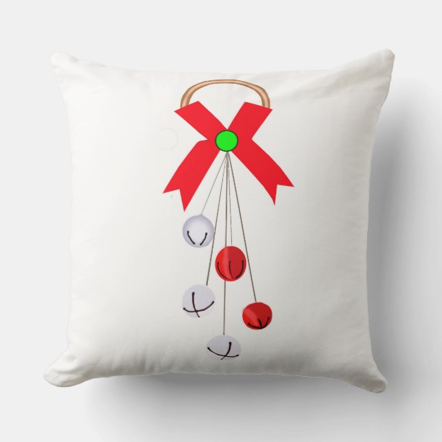 Red and Silver Ornament Throw Pillow (Front)