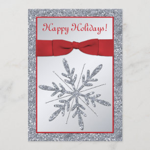 Red and Silver Snowflake Holiday Party Invitation