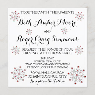 Red and Silver Snowflake Wedding Invitation
