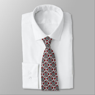 Red and Silver Soccer Ball Design Tie