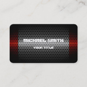 Red and Silver Stainless Steel Metal Hole Business Card