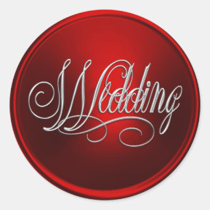 Red and Silver Wedding Envelope Seal
