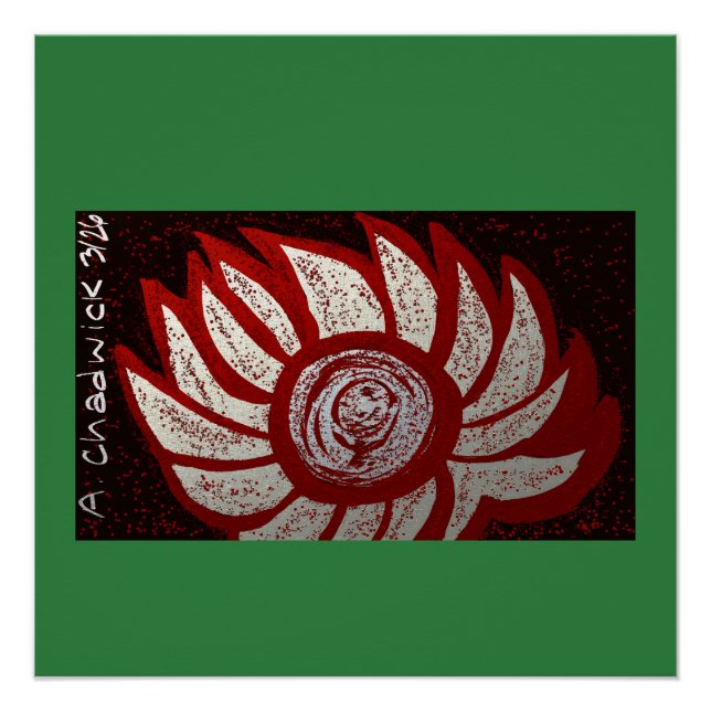 Red and Silvery White Flower Poster (Front)