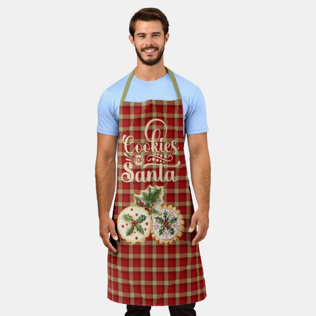 Red and Tan Plaid Cookies for Santa Apron (Worn)