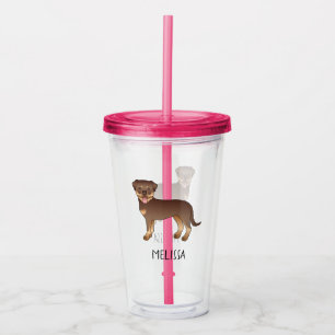 Red And Tan Rottweiler Cute Cartoon Dog And Name Acrylic Tumbler