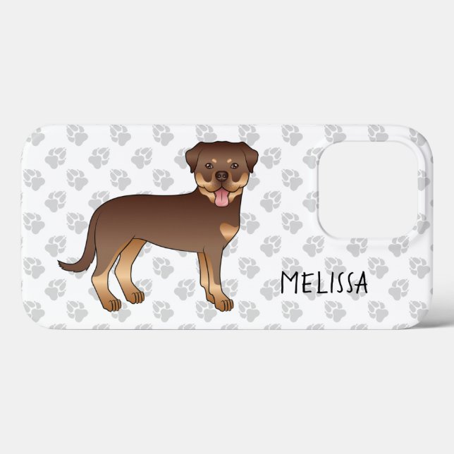 Red And Tan Rottweiler Cute Cartoon Dog And Name Case-Mate iPhone Case (Back (Horizontal))