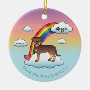 Red And Tan Rottweiler Cute Dog Rainbow Memorial Ceramic Tree Decoration