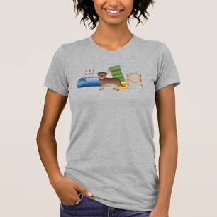 Red And Tan Rottweiler Dog With Agility Equipment T-Shirt