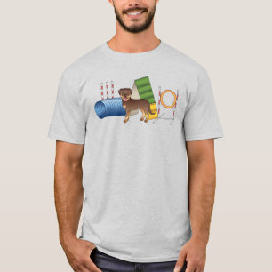 Red And Tan Rottweiler Dog With Agility Equipment T-Shirt