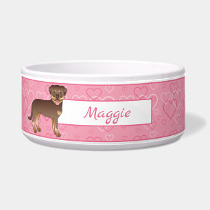 Red And Tan Rottweiler On Pink Hearts & Name